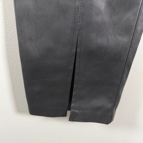 Jason Wu Black Faux Leather Stretch Mid Rise Straight Slim Pants Split Leg Sze S - Picture 5 of 11
